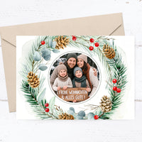 Weihnachtskarte personalisiert – „Wintergrün“ mit Foto