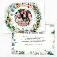 Weihnachtskarte personalisiert – „Wintergrün“ mit Foto