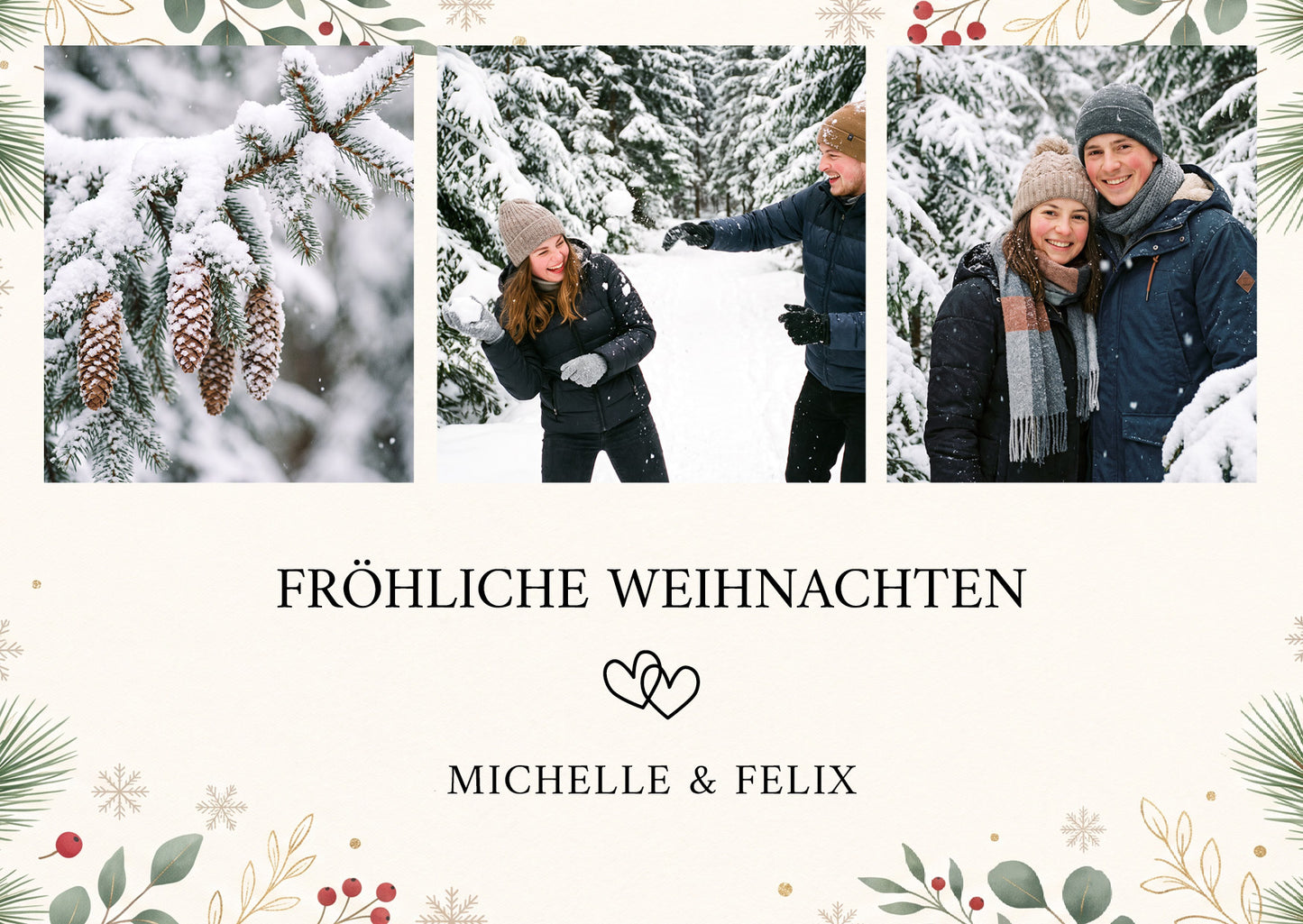 Weihnachtskarte personalisiert – „Winterliebe“ mit Foto für Paare