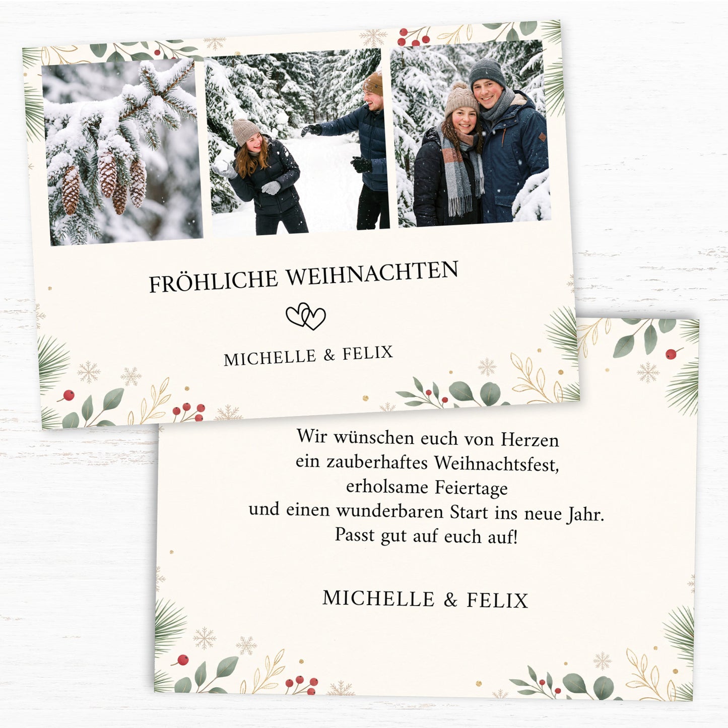 Weihnachtskarte personalisiert – „Winterliebe“ mit Foto für Paare