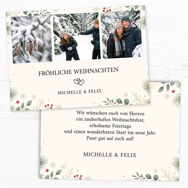 Weihnachtskarte personalisiert Winterliebe mit Foto für Paare