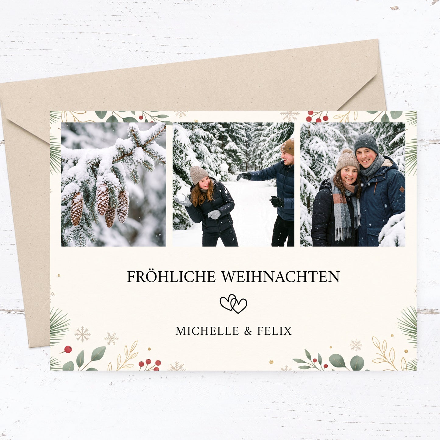 Weihnachtskarte personalisiert – „Winterliebe“ mit Foto für Paare