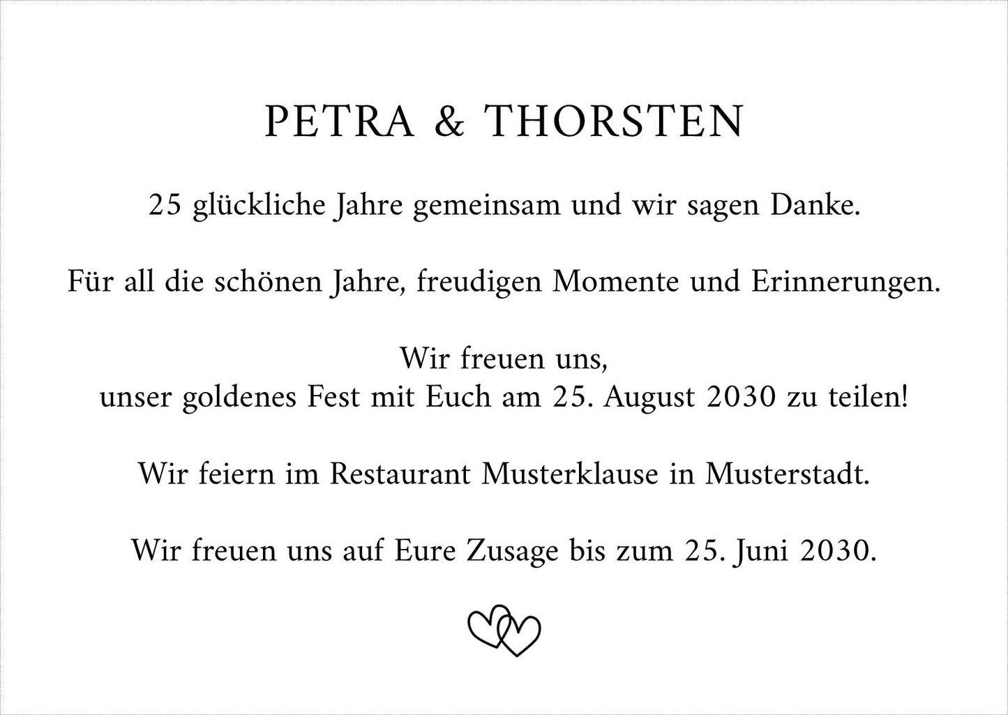 Einladung zur Silbernen Hochzeit: Wahre Liebe