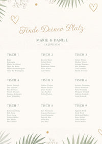 Sitzplan Hochzeit „Botanical“ – Personalisierter Sitzplan DIN A2