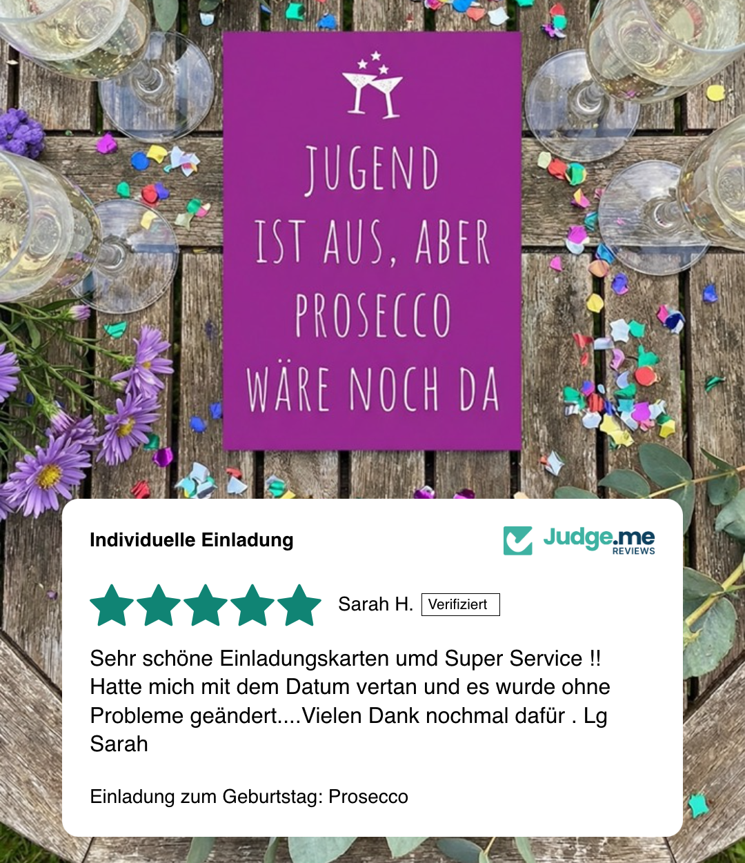 Einladung zum Geburtstag: Prosecco