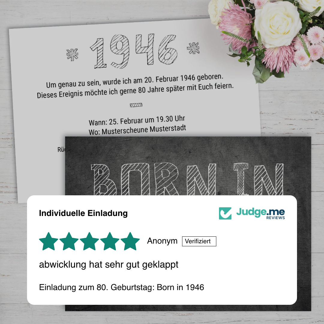 Einladung zum 80. Geburtstag: Born in 1946 - Individuelle Einladung