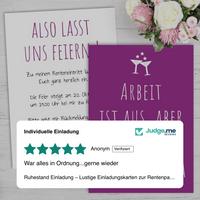 Ruhestand Einladung – Lustige Einladungskarten zur Rentenparty mit Prosecco Spruch - Individuelle Einladung