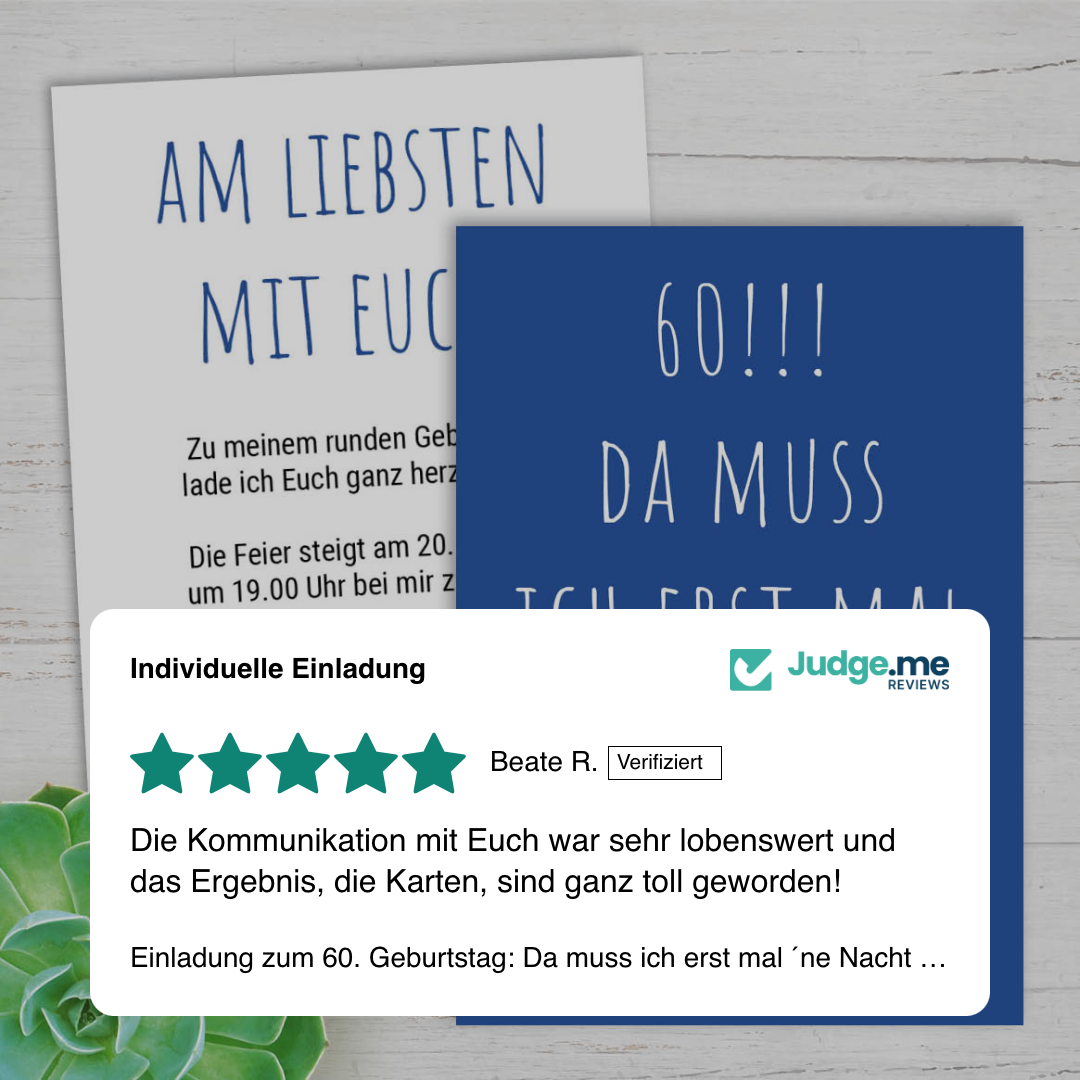 Einladung zum 60. Geburtstag: Da muss ich erst mal ´ne Nacht drüber feiern - Individuelle Einladung
