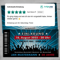 Einladung zum 50. Geburtstag: Ticket - Individuelle Einladung
