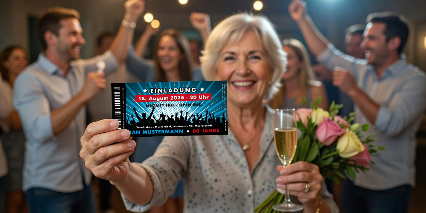 Einladung zum 60. Geburtstag: Ticket - Individuelle Einladung