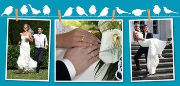 Danksagungskarten zur Hochzeit: Spatzen blau