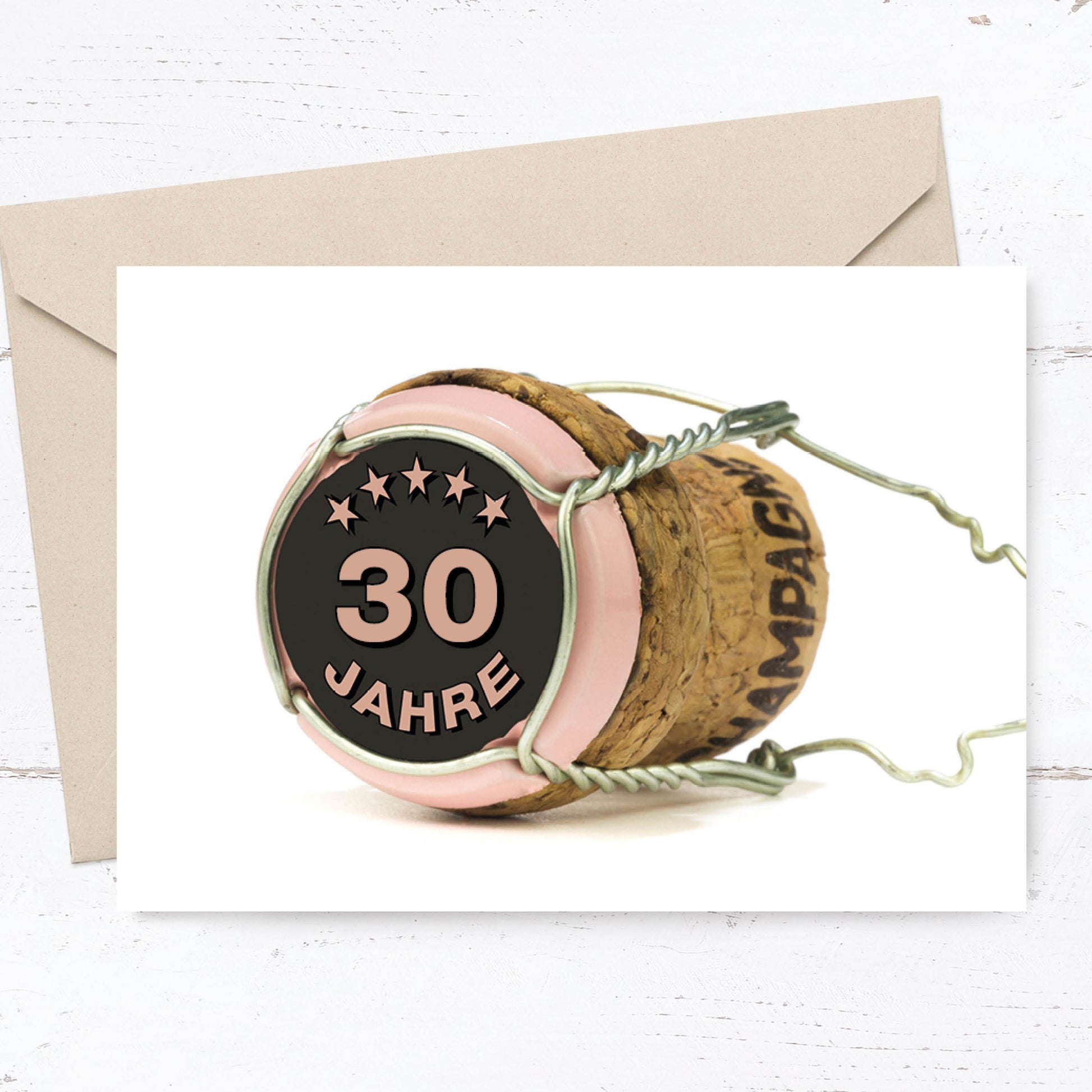 Einladung zum 30. Geburtstag: Foto von Champagner Korken Individuelle Einladung
