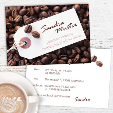 Einladung zum 40. Geburtstag: Kaffee Bohnen Individuelle Einladung