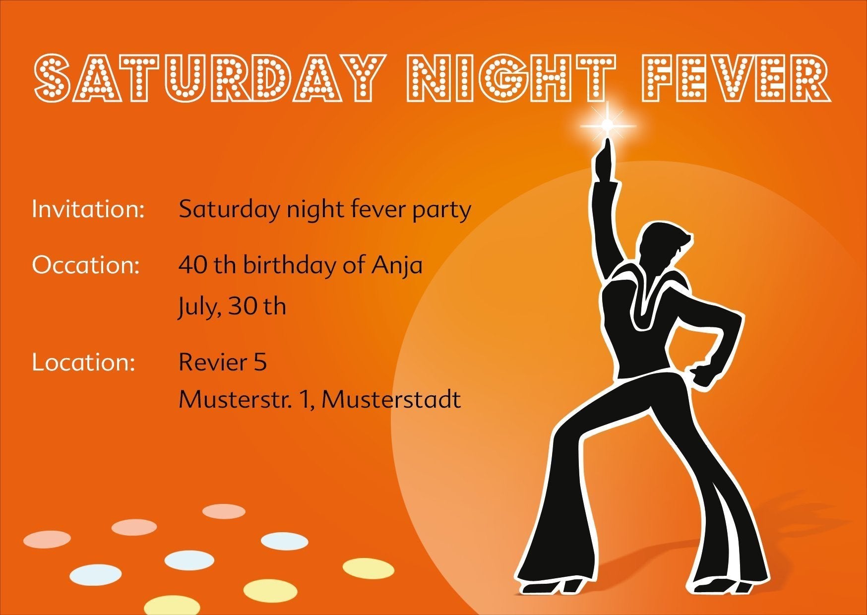 Einladung zum 40. Geburtstag: Saturday Night Fever - Individuelle Einladung