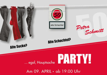 Einladung zum 50. Geburtstag: Alte Socke, Alte Schachtel