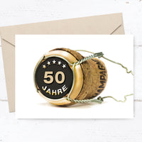 Einladung zum 50. Geburtstag: Bild Champagner Korken Individuelle Einladung