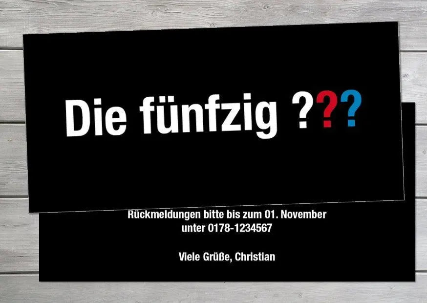 Einladung zum 50. Geburtstag: Drei Fragezeichen - Die fünfzig Individuelle Einladung