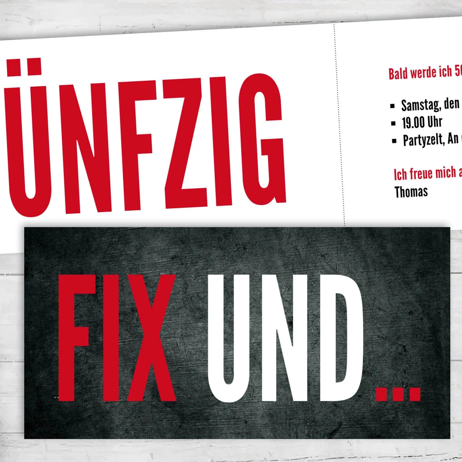 Einladung zum 50. Geburtstag: FIX UND... FÜNFZIG Individuelle Einladung