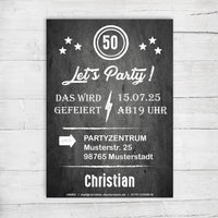 Einladung zum 50. Geburtstag: Let´s Party Individuelle Einladung