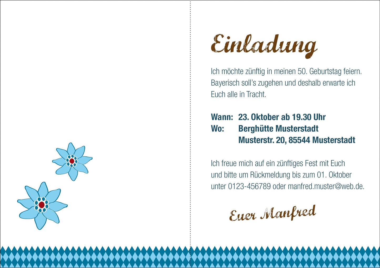 Einladung zum 50. Geburtstag: Oktoberfest Party Individuelle Einladung