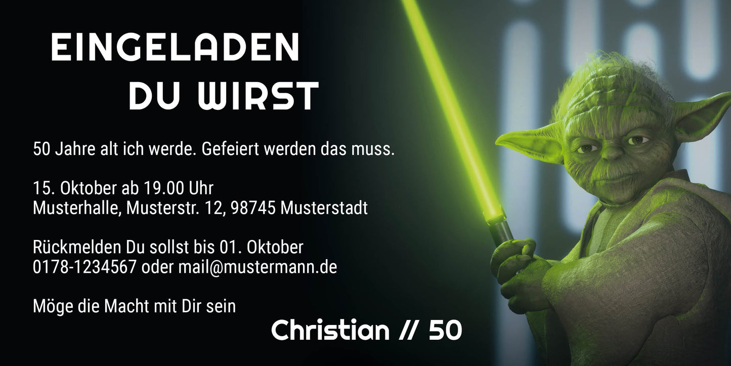 Einladung zum 50. Geburtstag: Yoda Individuelle Einladung