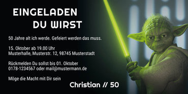 Einladung zum 50. Geburtstag: Yoda Individuelle Einladung
