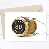 Einladung zum 80. Geburtstag: Bild von Champagner Korken Individuelle Einladung