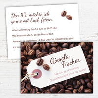 Einladung zum 80. Geburtstag: Kaffee Bohnen Individuelle Einladung