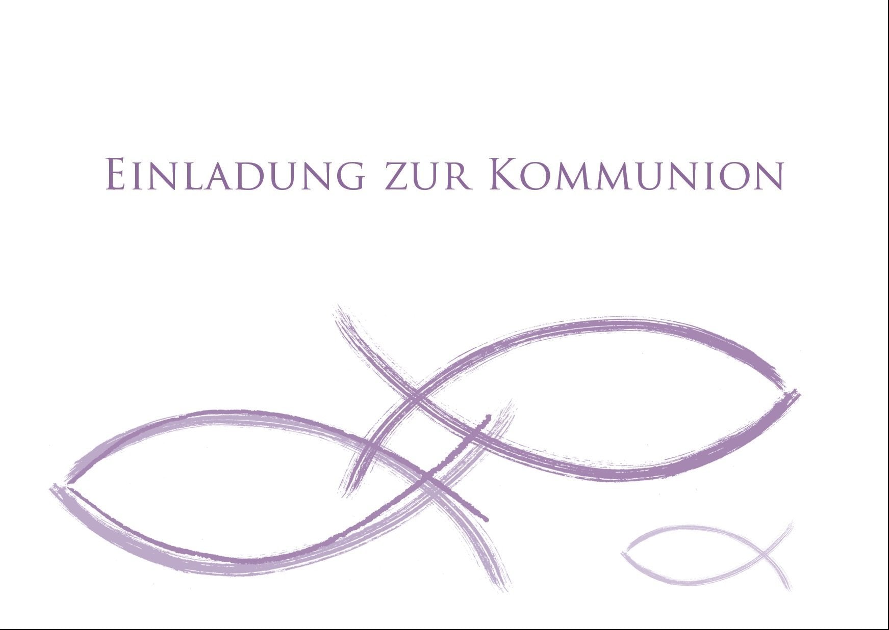 Einladung zur Kommunion: Fisch Motiv - Handgezeichnet Individuelle Einladung