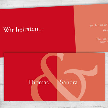Hochwertige Einladungskarte zur Hochzeit in Rot von Individuelle Einladung