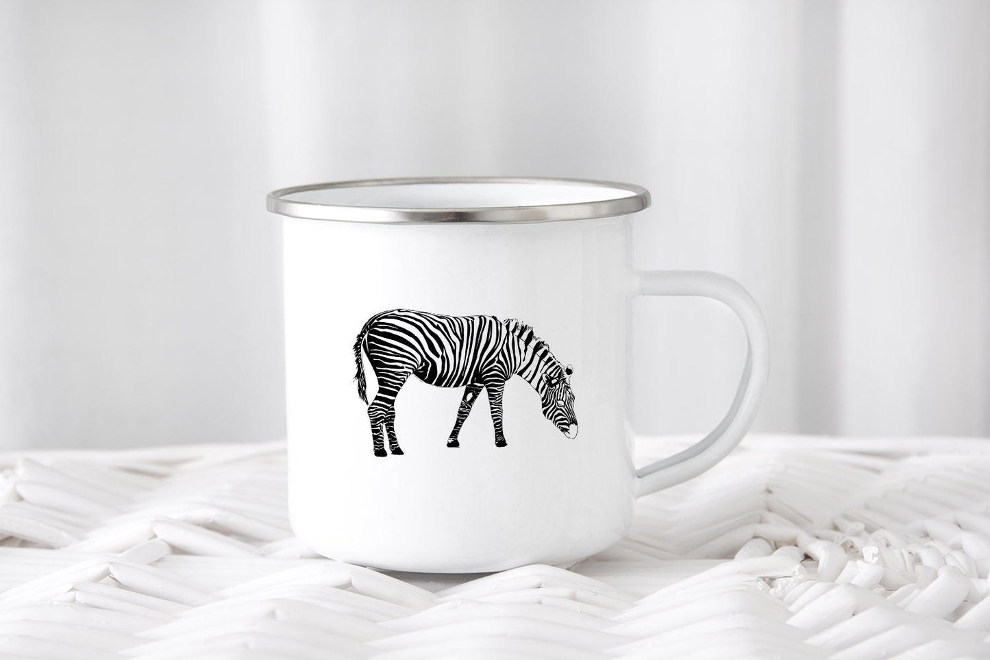 Emaille Tasse "Zebra" - Individuelle Einladung