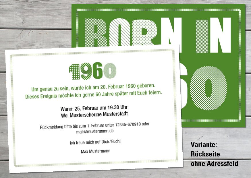 FARBTEST - Einladung zum 60. Geburtstag: Born in 1960 - Individuelle Einladung