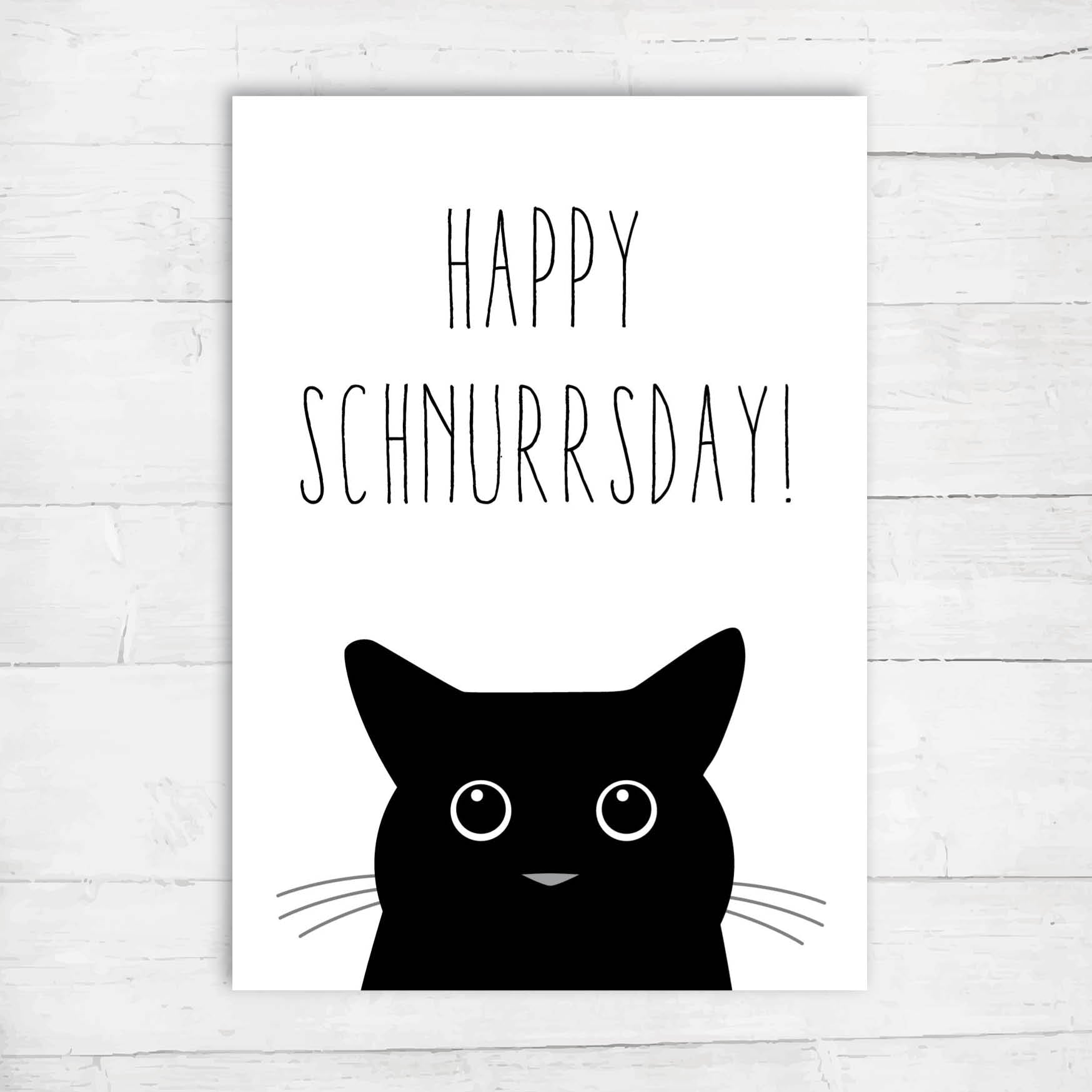 Glückwunsch - Postkarte: Happy Schnurrsday - Individuelle Einladung
