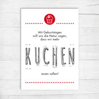 Glückwunsch - Postkarte: Mehr Kuchen - Individuelle Einladung