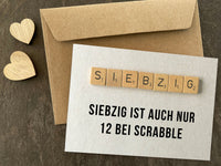 Glückwunsch - Postkarte: Scrabble 70 - Individuelle Einladung