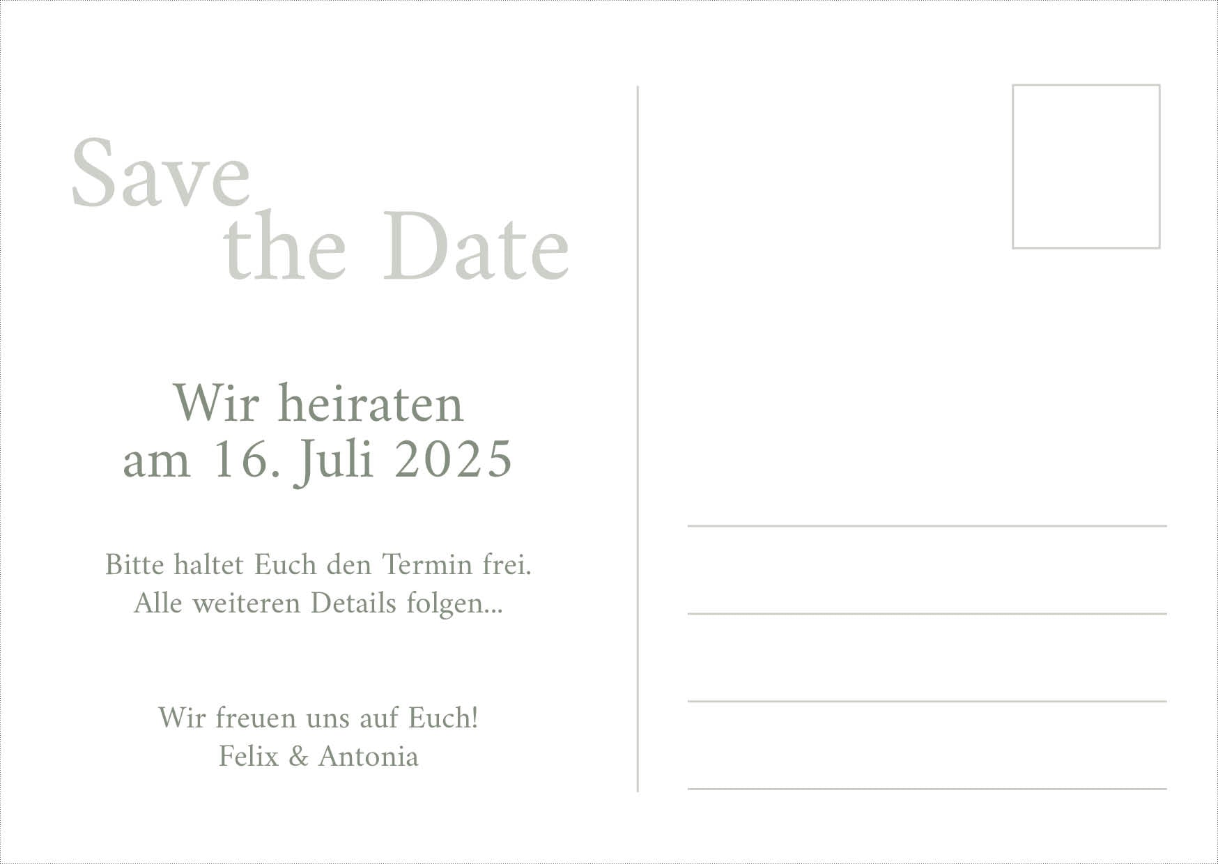 Save the Date Karten: Namen in Aloe Vera Individuelle Einladung