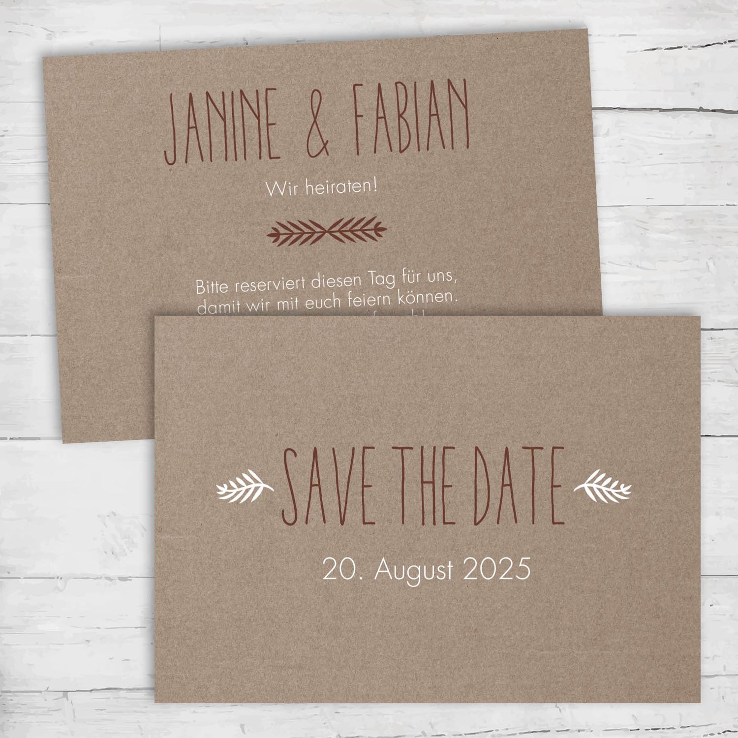 Hochzeit Kollektion Oliven Zweige braune Schrift