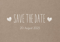 Save the Date Karten: Rustikal mit Herz - auf Kraftpapier