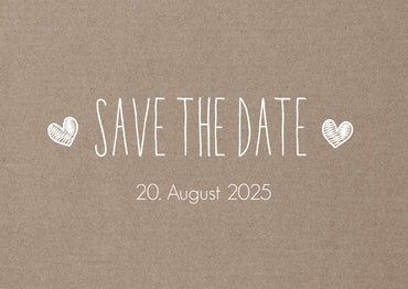 Save the Date Karten: Rustikal mit Herz - auf Kraftpapier Individuelle Einladung